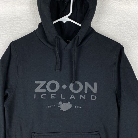 ZO•ON Iceland Hoodie Mens Size XXS Black Grey Hooded Sweatshirt Kangaroo Pocket - Picture 5 of 14
